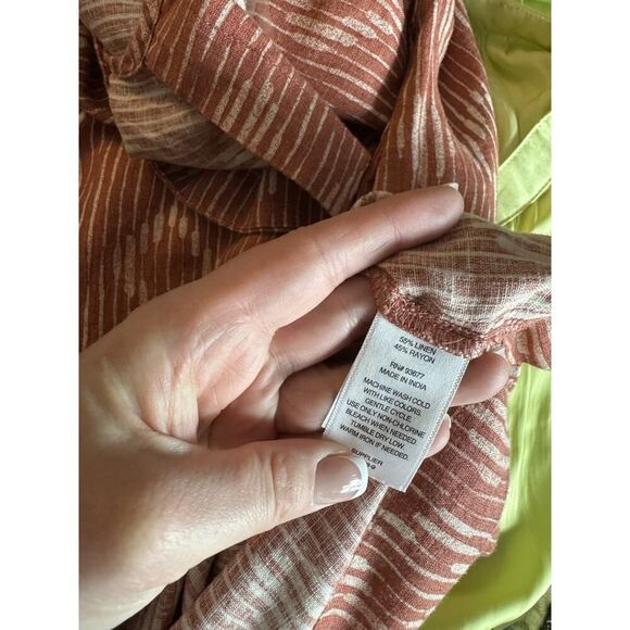 a.n.a. a new approach Orange linen blend sleeveless midi dress pocket Boho - Picture 6 of 7